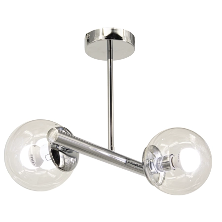 Plafon metalowy chromowany z dwoma szklanymi kloszami 3010/2 - Lampy Elem